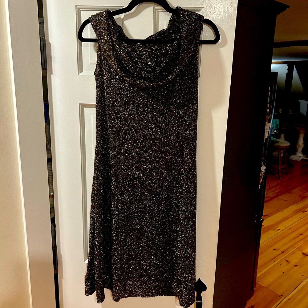 Designer Courtney Washington black & gold sparkle A-line dress